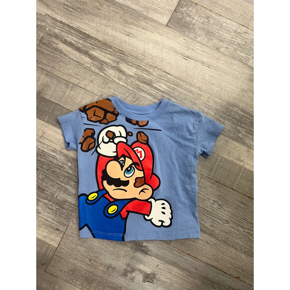 Nintendo Super Mario Bros Blue Graphic T-Shirt Kids 12M Short Sleeve Tee